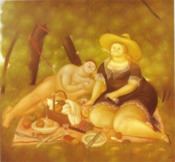 Fernando Botero Painting - Almuerzo sobre el pasto Fernando Botero